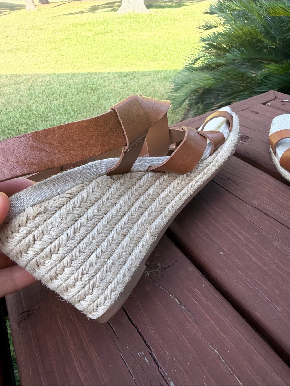 Cole Haan Crystal Honey Leather Espadrille Wedge Sandals Size 8 $150 - Picture 12 of 12